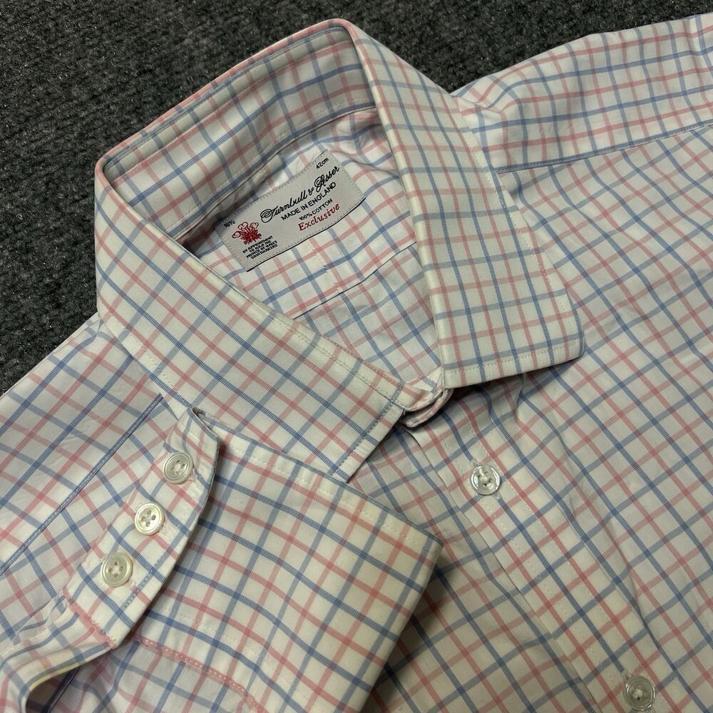Turnbull & Asser Dress Shirt Men’s 16.5 42 Plaid Cotton Button Up